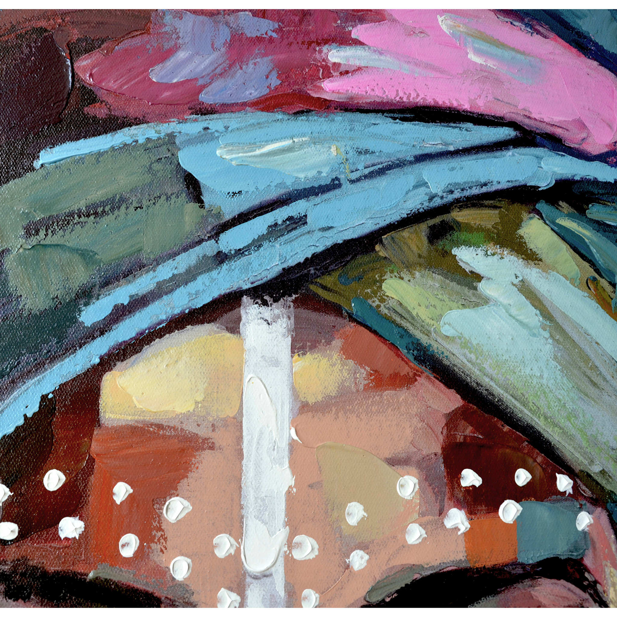 Lienzo pintado a mano Ethnique poliéster rosa 100x70x3 cm
