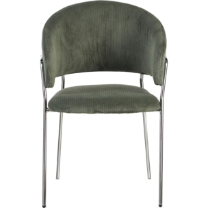 Lot de 2 chaises en velours côtelé, piètement chromé - ISYA