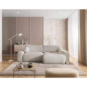 Constance - Canapé d'angle réversible 4 places convertible avec coffre en tissu - Beige