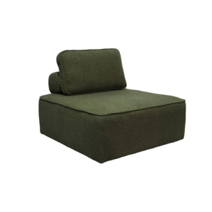 Chauffeuse pour canapé modulable tissu bouclette kaki 1 place Bao. L 90 x P 90 x H 74cm