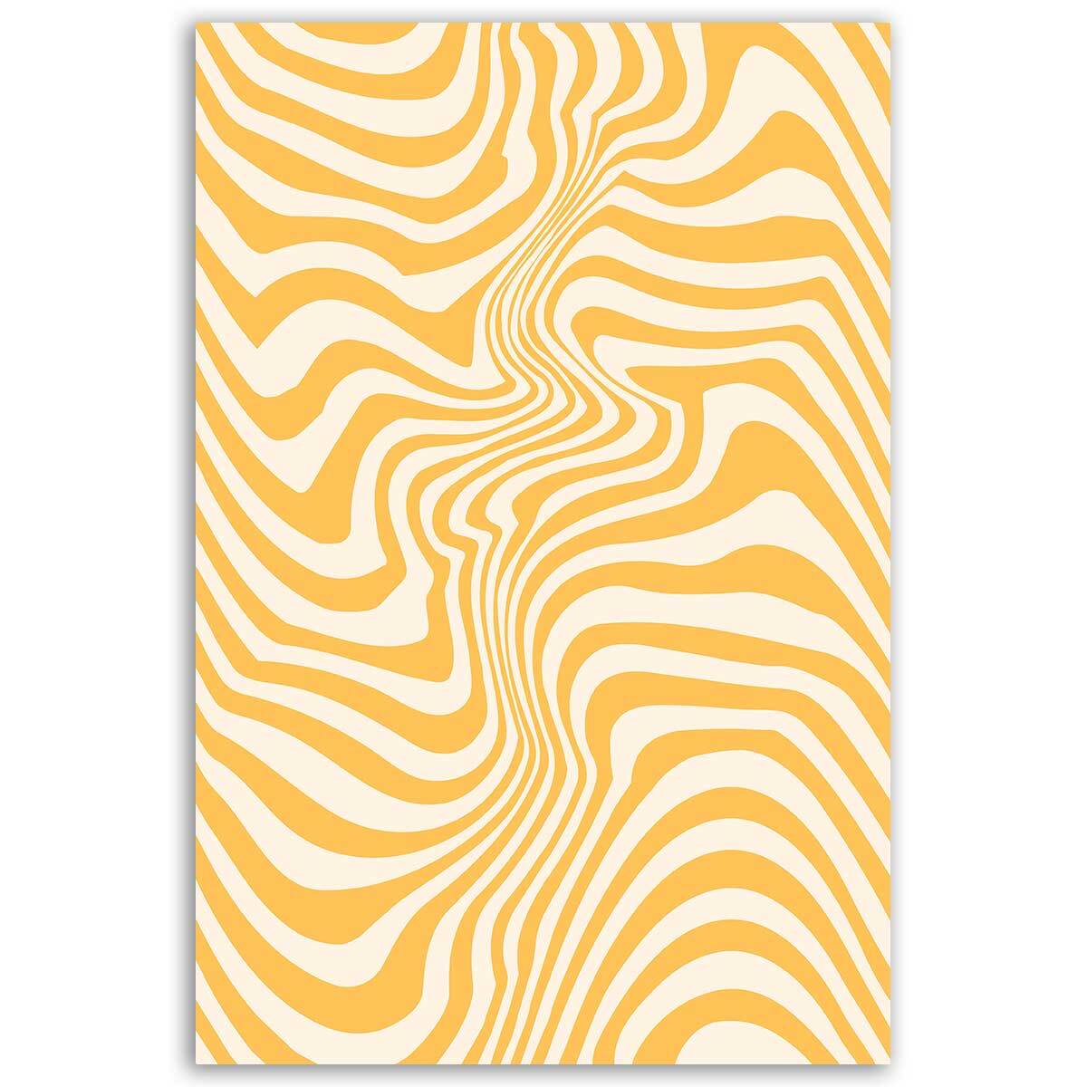 Tableau motifs ondulés jaune pastel Toile imprimée