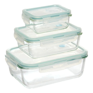 3 grandes boîtes rectangulaire de conservation "Clipeat" verre