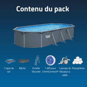 Bestway Piscine acier ovale Bestway Hydrium 732 x 366 x 132 cm gris foncé