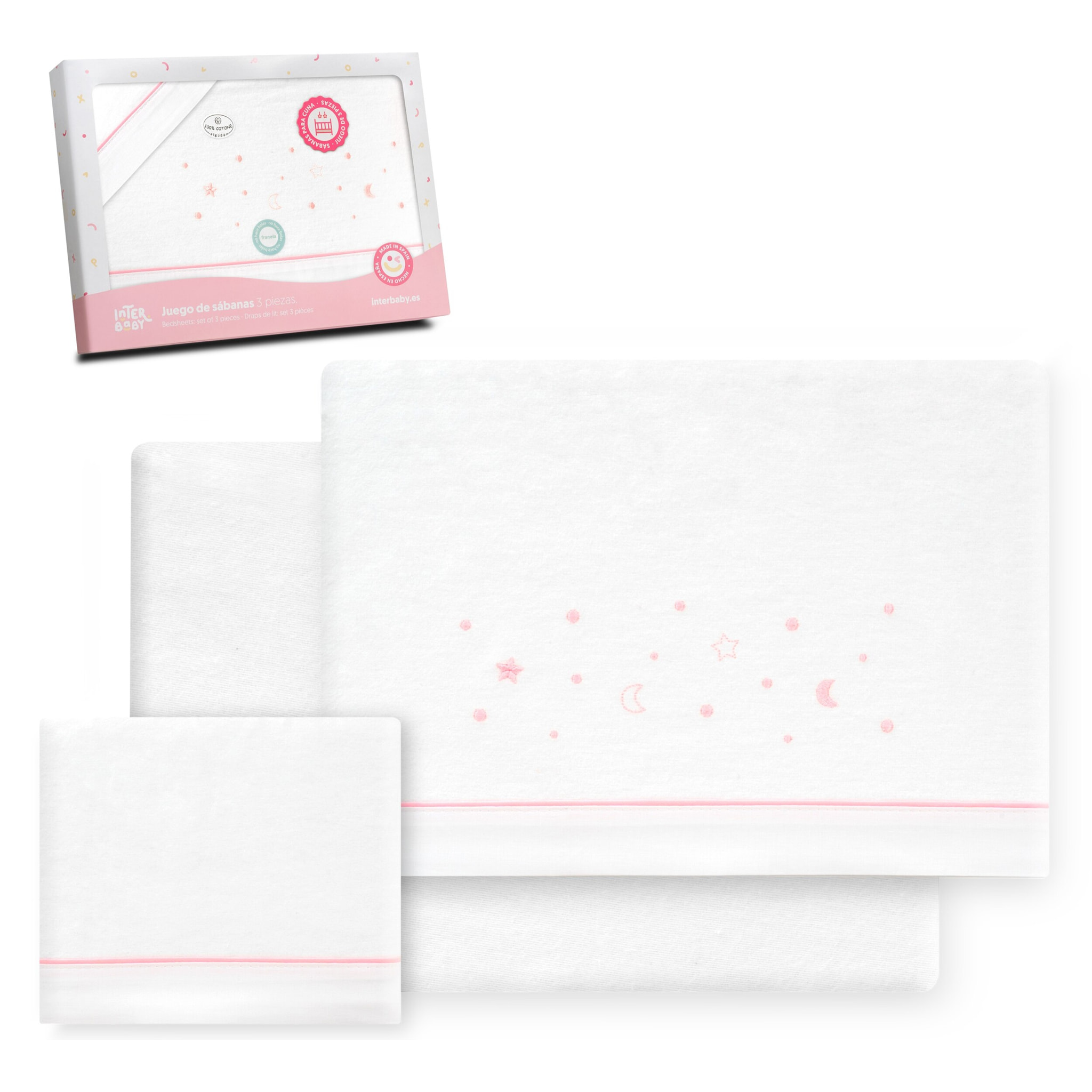 Juego de Sábanas de Cuna Franela Estrellas Luna