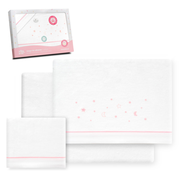 Juego de Sábanas de Cuna Franela Estrellas Luna