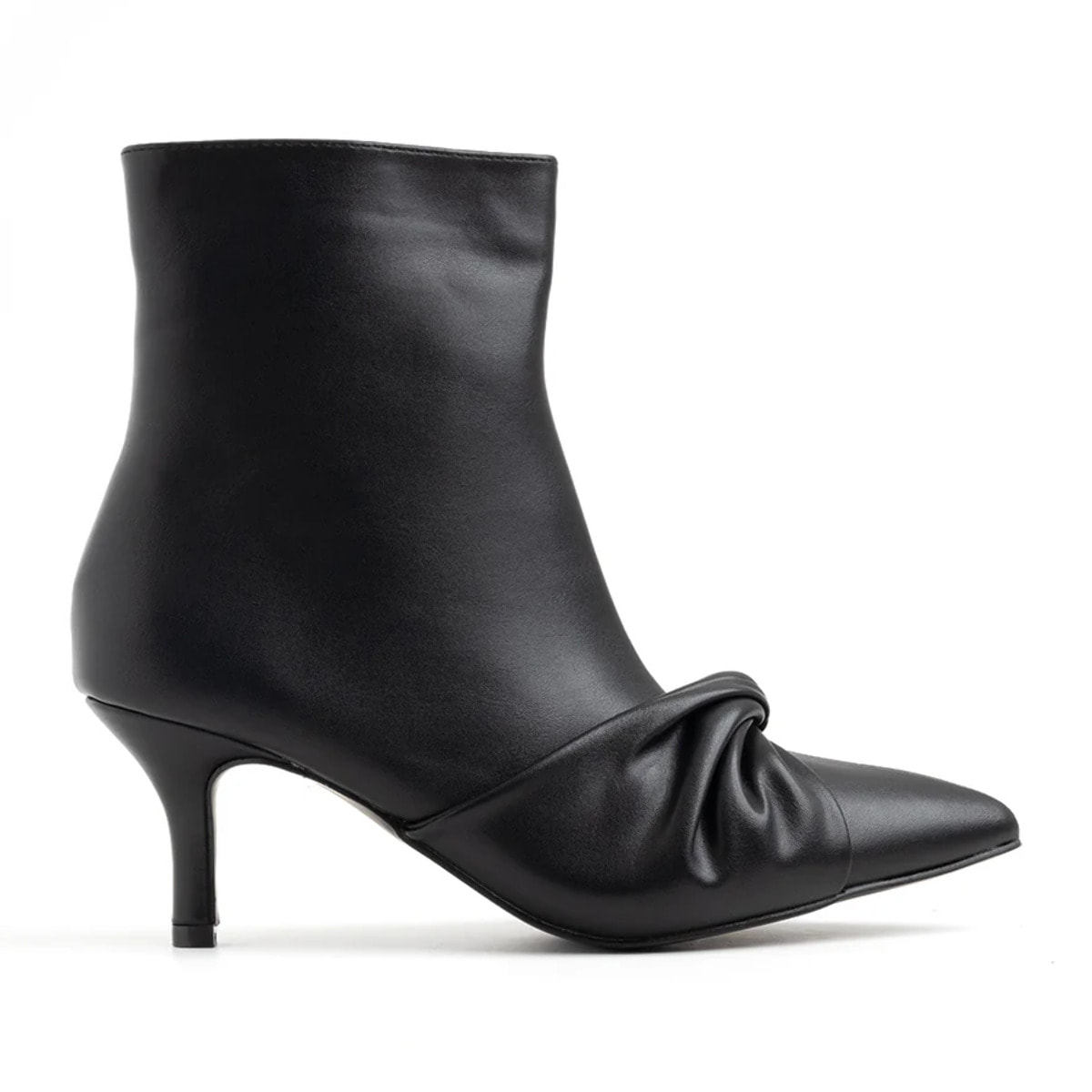 Tronchetto a punta con nodo e tacco a spillo - NERO