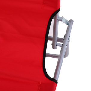 Tumbona Plegable Tumbona de Jardín Exterior Reclinable con Toldo Desmontable con ángulo Regulable Respaldo Ajustable en 4 Niveles para Terraza Piscina Patio 187x58x36 cm Rojo