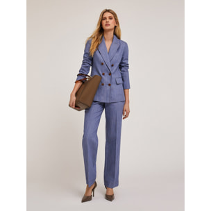 Motivi - Blazer doppiopetto in tela di cotone - Azzurro