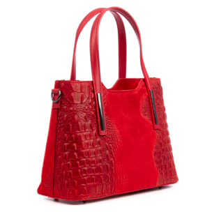 Fiesole borsa tote donna. Pelle autentica scamosciata con stampa coccodrillo.