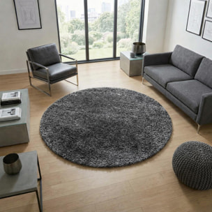 Tapis longs poils shaggy tissé motif uni RAMU
