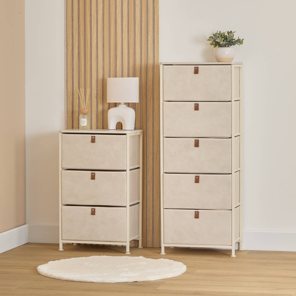 Rangement Tissa beige 3 tiroirs