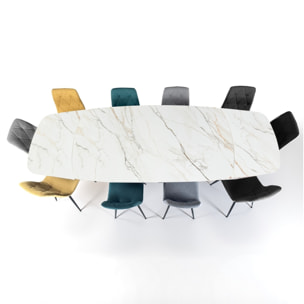 Table à manger extensible Tomasucci CLEFT EVO, en céramique, marbre onyx, platine, 200/250/300 × 100 × 76,5 cm