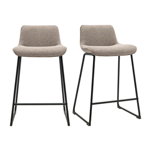 Tabourets de bar en tissu taupe et métal noir H65 cm (lot de 2) BOOST