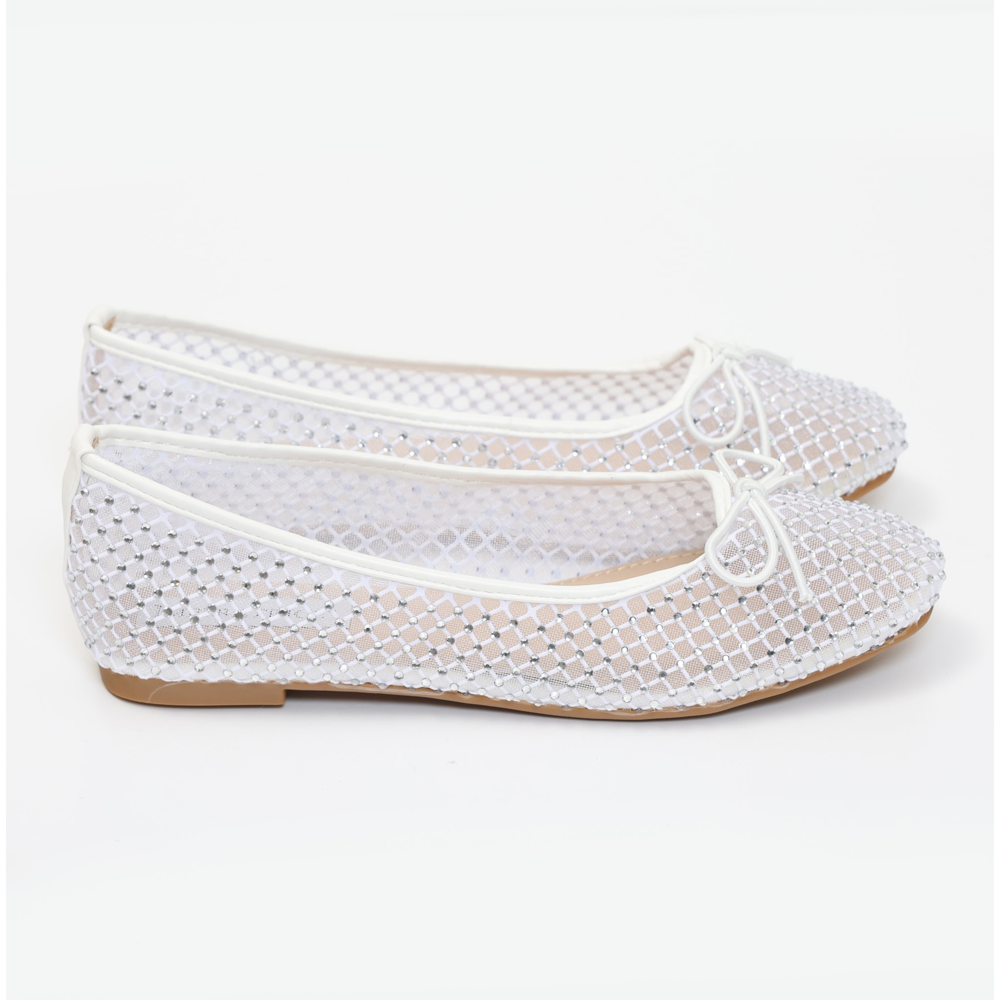 Ballerine in simil pelle traforate con strass