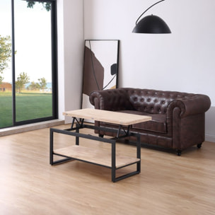 Mesa de centro elevable extensible Rens Negro - Roble