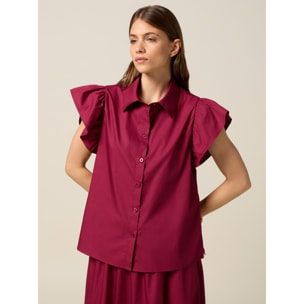 Oltre - Camisa con mangas de aleta - Burgundy