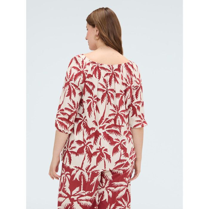 Fiorella Rubino - Blusa off-shoulder con stampa - Bianco