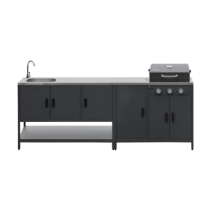 Cuisine d'extérieure 2 modules avec barbecue gaz 3 brûleurs sur pieds, thermomètre NAXOS