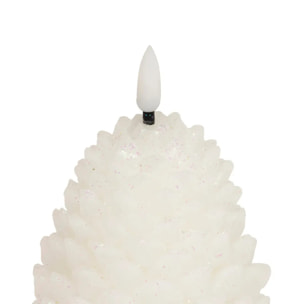 Bougie LED forme pomme de pain H.13cm blanc