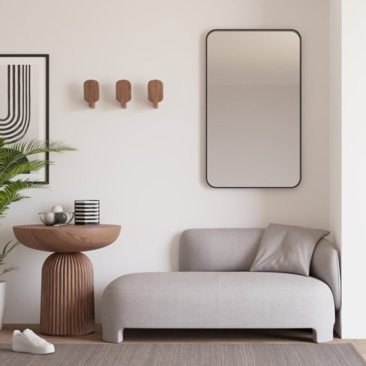 60x80 cm miroir suspendu rectangulaire, cadre en aluminium, noir (SATZOB6080CE)