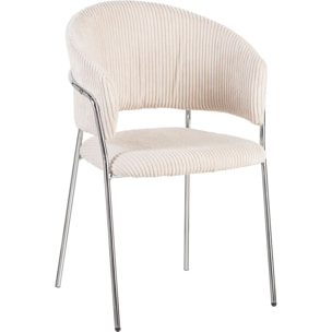 Lot de 2 chaises en velours côtelé, piètement chromé - ISYA