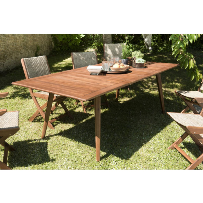 VICTOIRE - Table de jardin 8/10 personnes - extensible 180/240x100x75 cm en bois Acacia