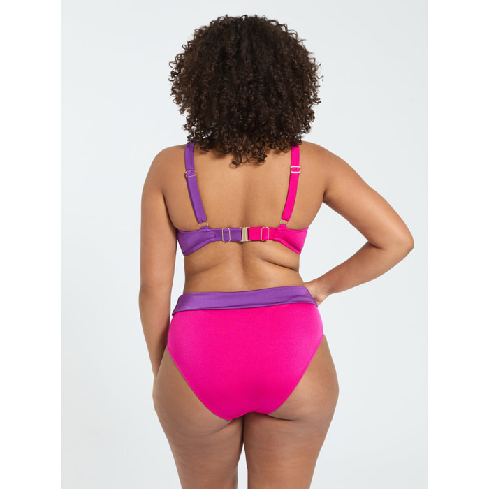 Fiorella Rubino - Bikini cruzado color block - Fuchsia