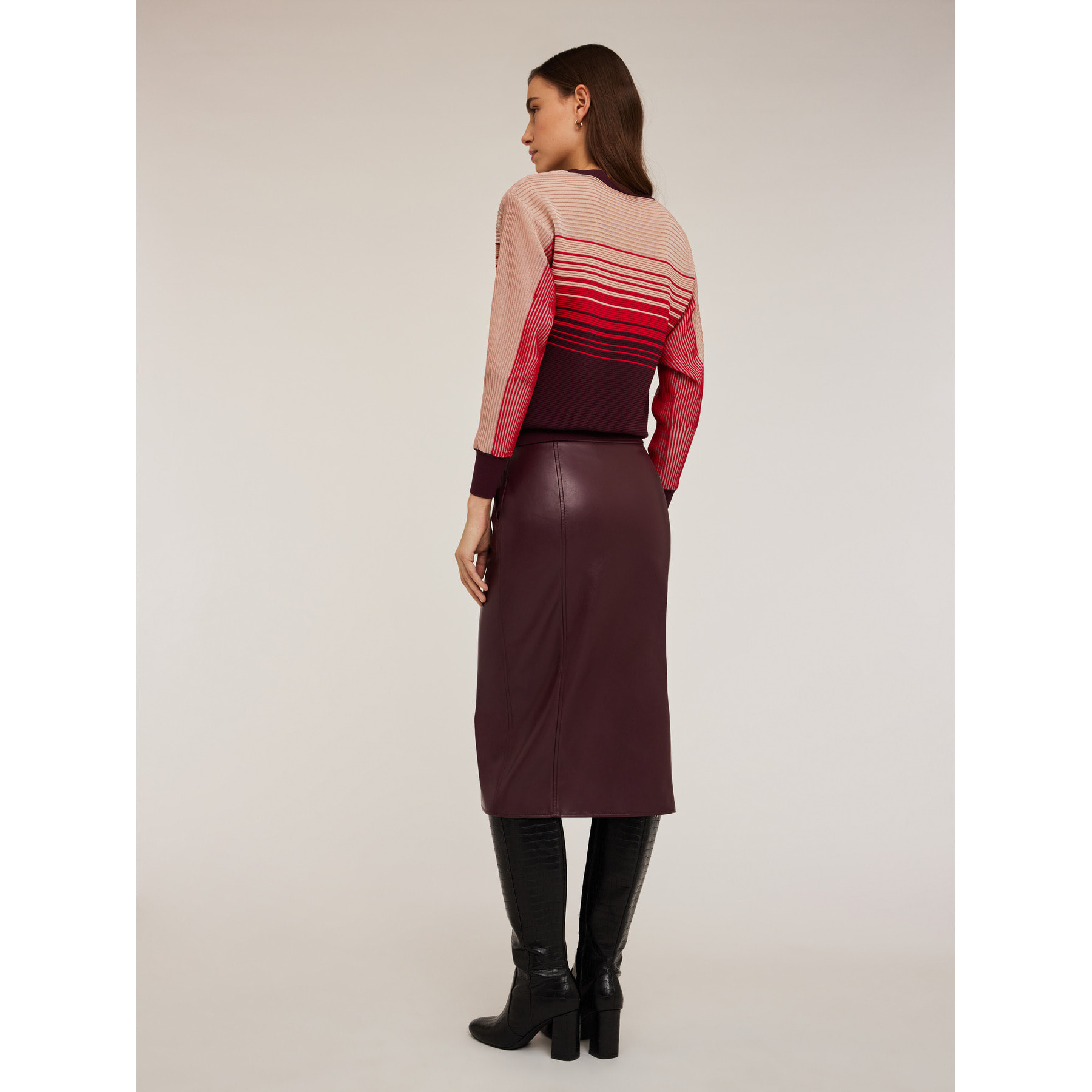 Motivi - Gonna longuette in tessuto spalmato - Bordeaux