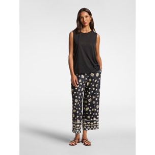 Elena Mirò - Parte superior con bordes acanalados - Negro