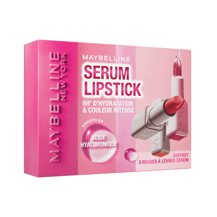 Maybelline New York Coffret Rouge à Lèvres Sérum Maybelline Sérum Lipstick 002 Maybe It's, 004 Wild Card, 108 Fit Check