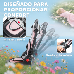 Triciclo Evolutivo 6 en 1 Plegable, Bicicleta para Niños de 1-5 Años, Asiento Giratorio de 360°, Respaldo Reclinable, con Toldo, Pedales, Barra de Empuje, Portavasos, Cesta, Reposapiés, Rosa