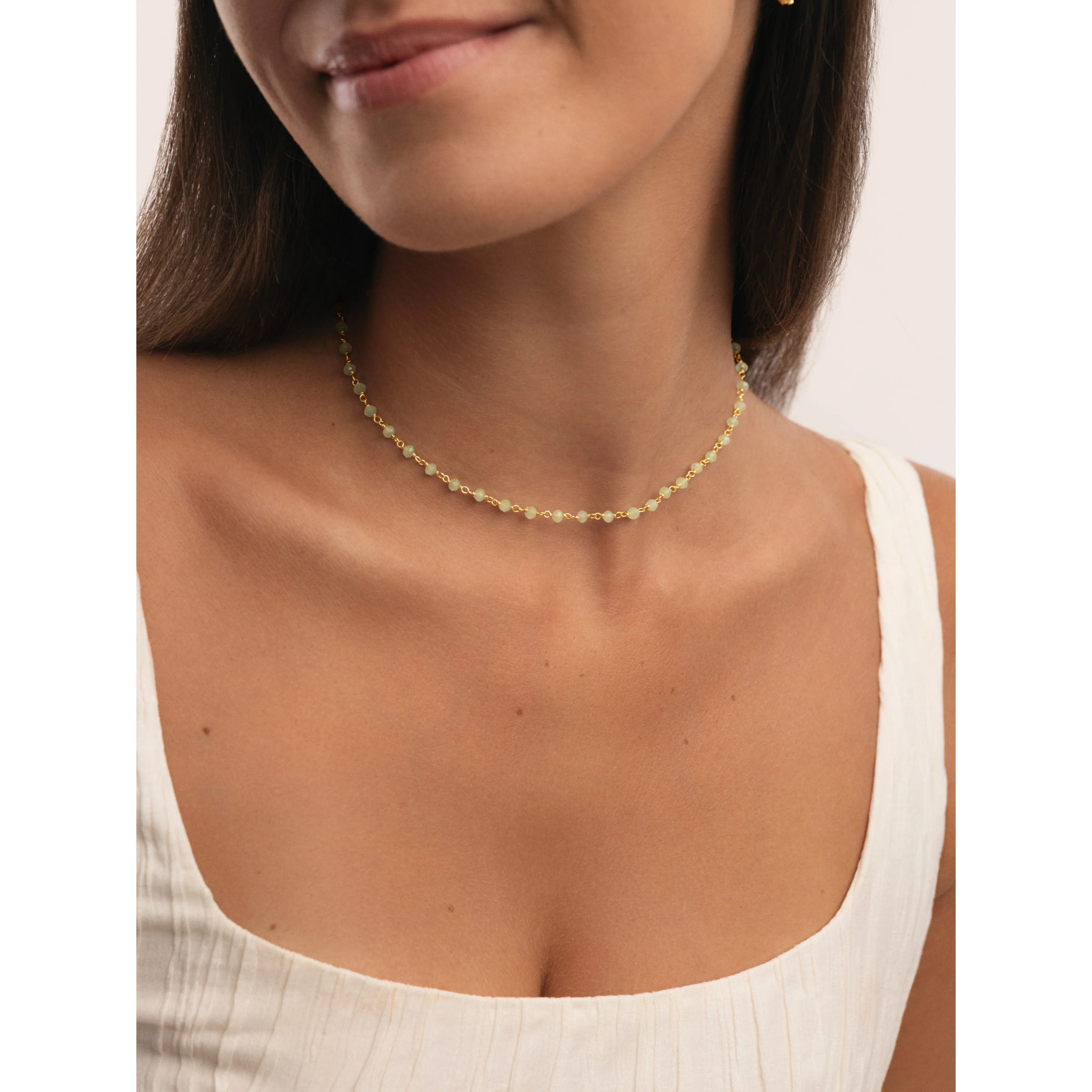 Collar Crystals Jade Plata Baño Oro