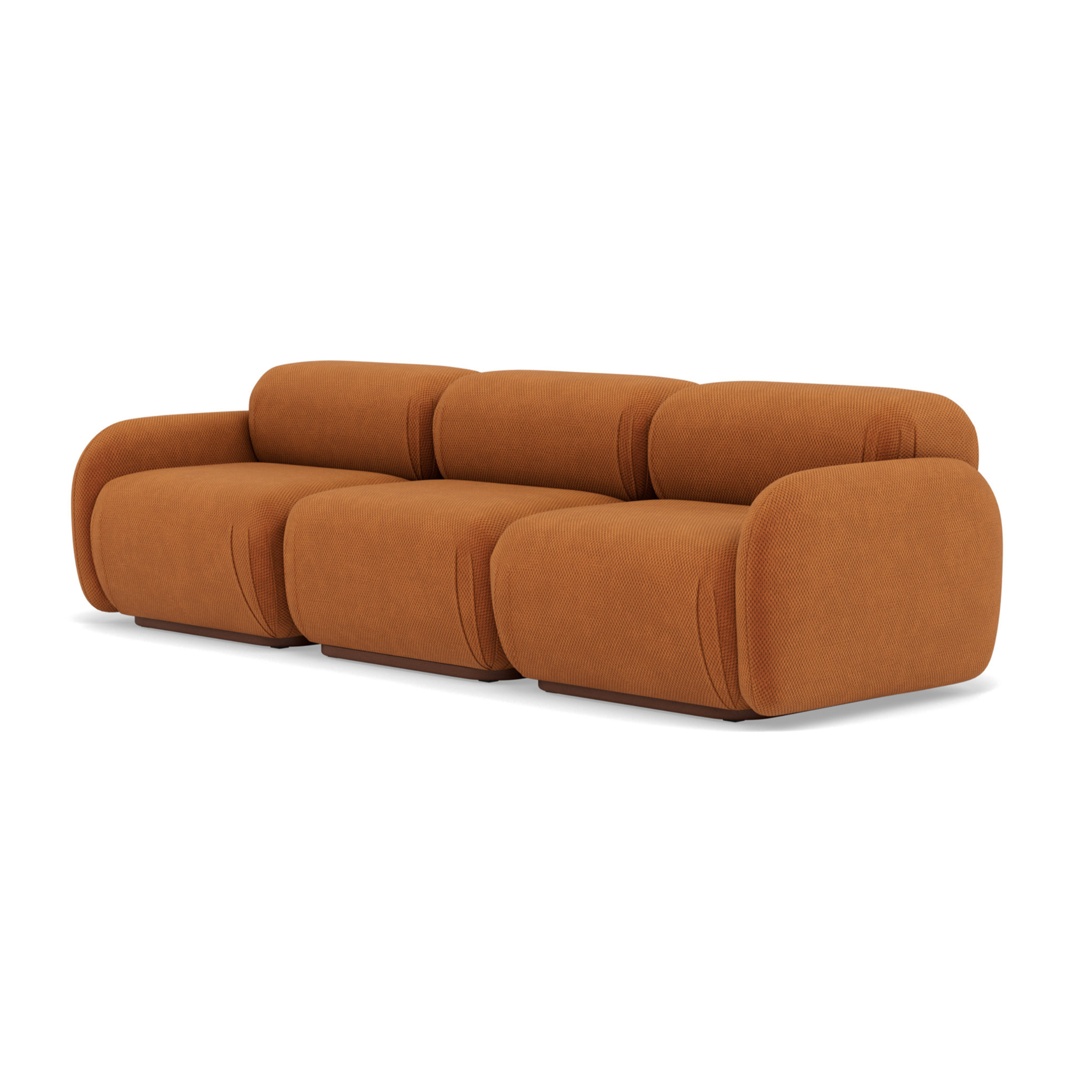 Penelope - canapé droit modulable 3 places en velours texturé - Terracotta
