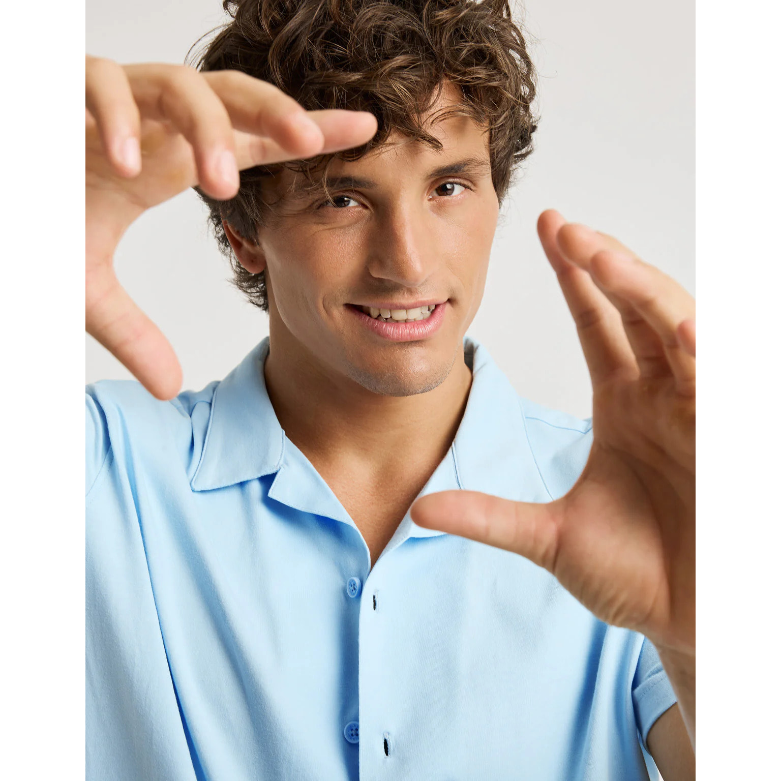 Camisa Manga Corta Azul Celeste - Atimo