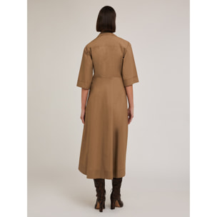 Motivi - Vestido camisero con nudo - Marrón