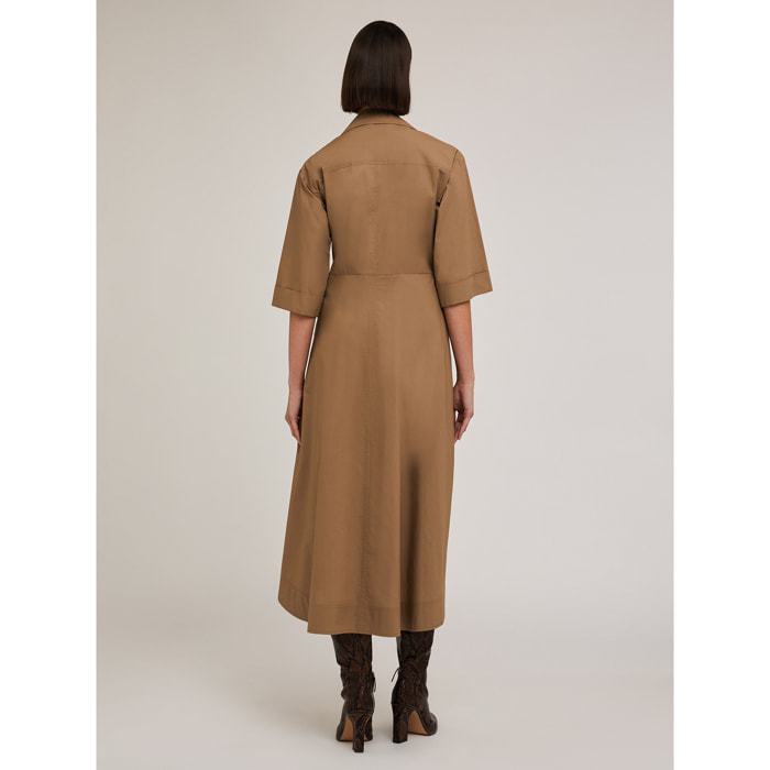 Motivi - Vestido camisero con nudo - Marrón