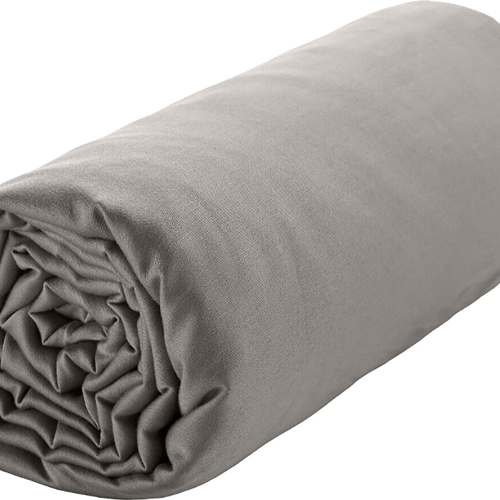 Drap Housse - Bonnet:30cm 100% Satin De Coton lavé 105 Fils Gris Clair