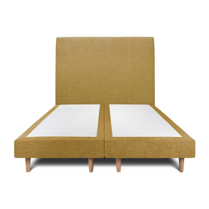 Lit avec tête de lit tapissée tissu et sommier tapissier ep14