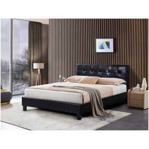 Lit double en pvc "Julia" - 140 x 190 cm - Noir