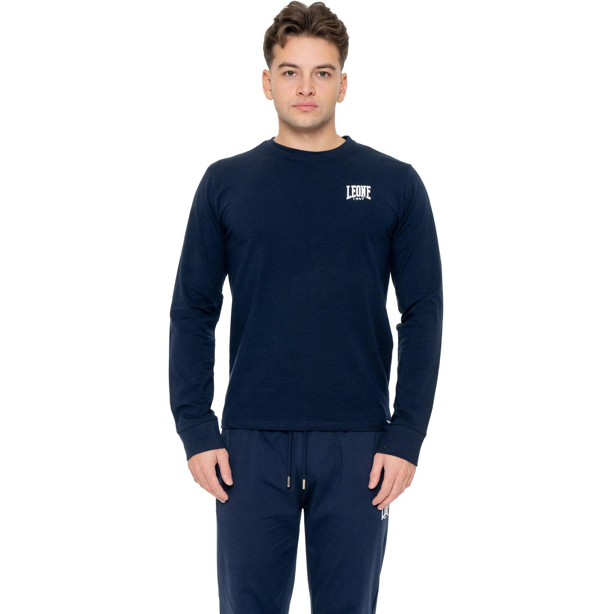 T-shirt da uomo in cotone elasticizzato a manica lunga con logo grande 'Basic'