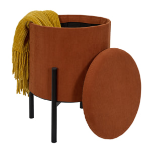 Lot de 4 Poufs - HOME DECO FACTORY - Jules - Rangement - Côtelé - Terracotta
