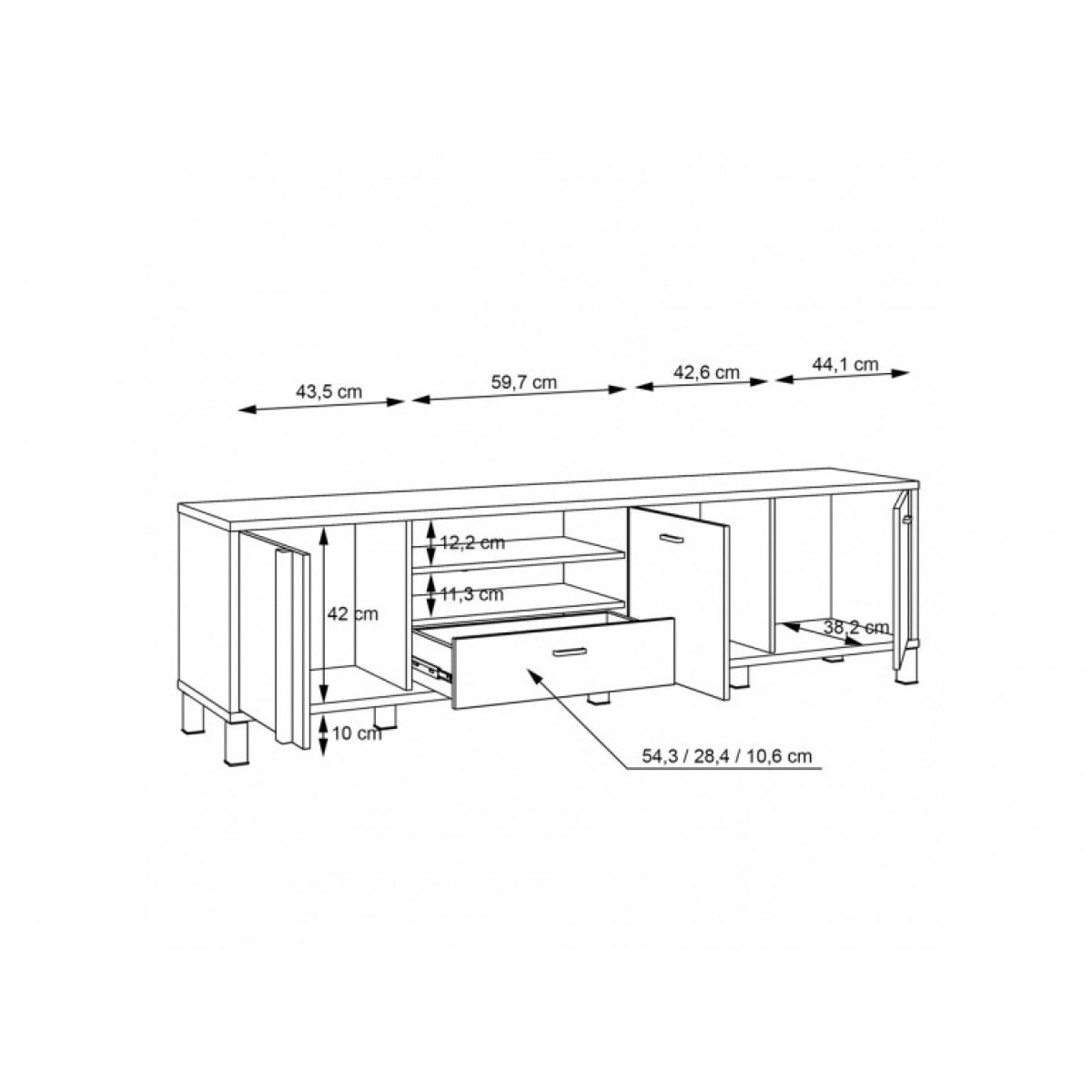 Meuble TV en bois effet chêne et noir L 200cm - YAL