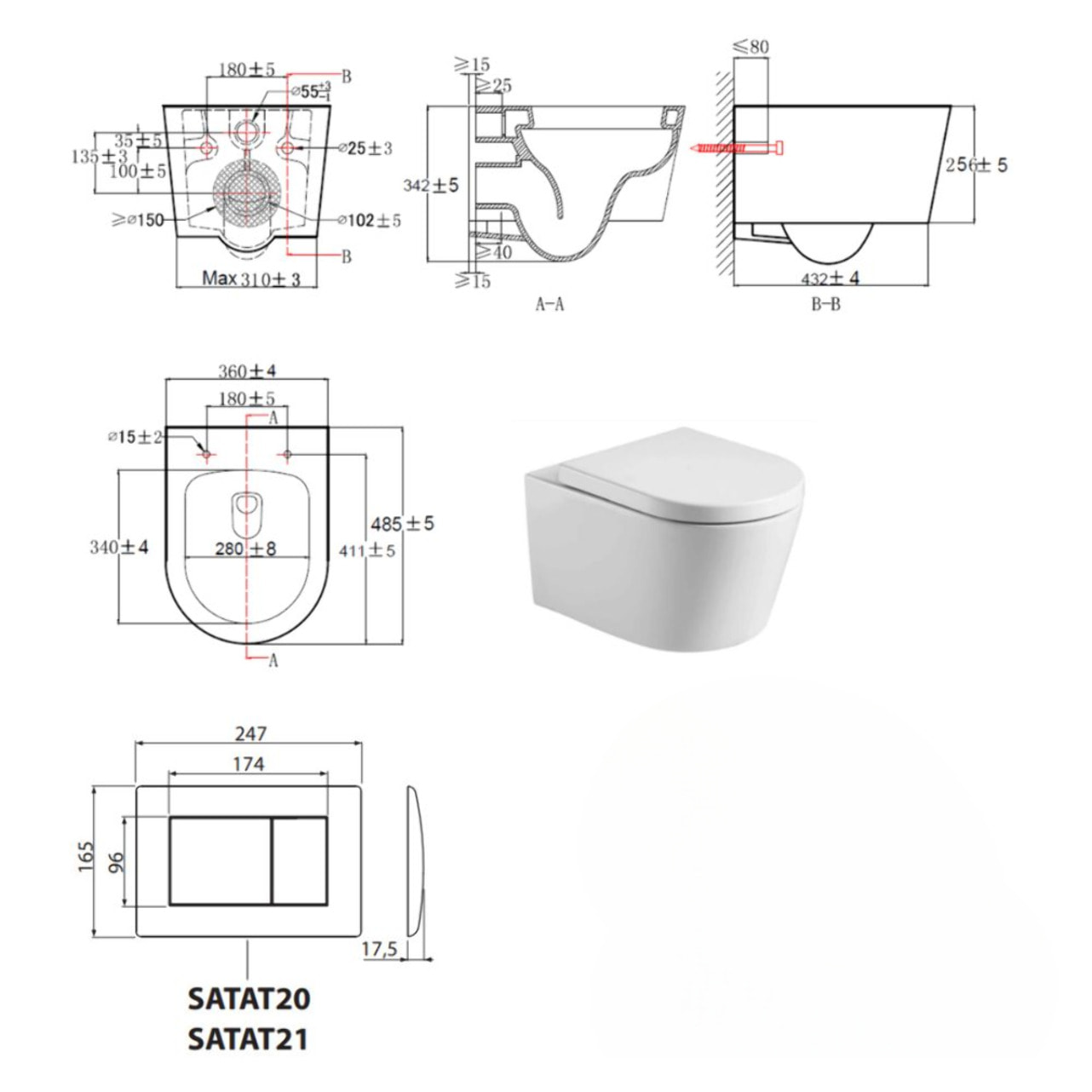 Pack WC bâti ECO 2L Swiss Aqua Technologies + WC suspendu Swiss Aqua Technologies + plaque blanc brillant (STESTBRWR01-IN)
