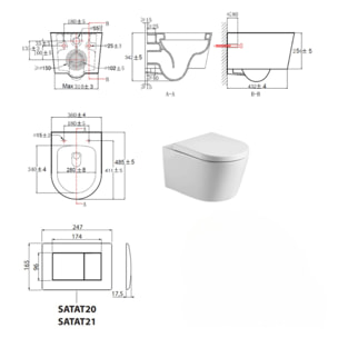 Pack WC bâti ECO 2L Swiss Aqua Technologies + WC suspendu Swiss Aqua Technologies + plaque blanc brillant (STESTBRWR01-IN)