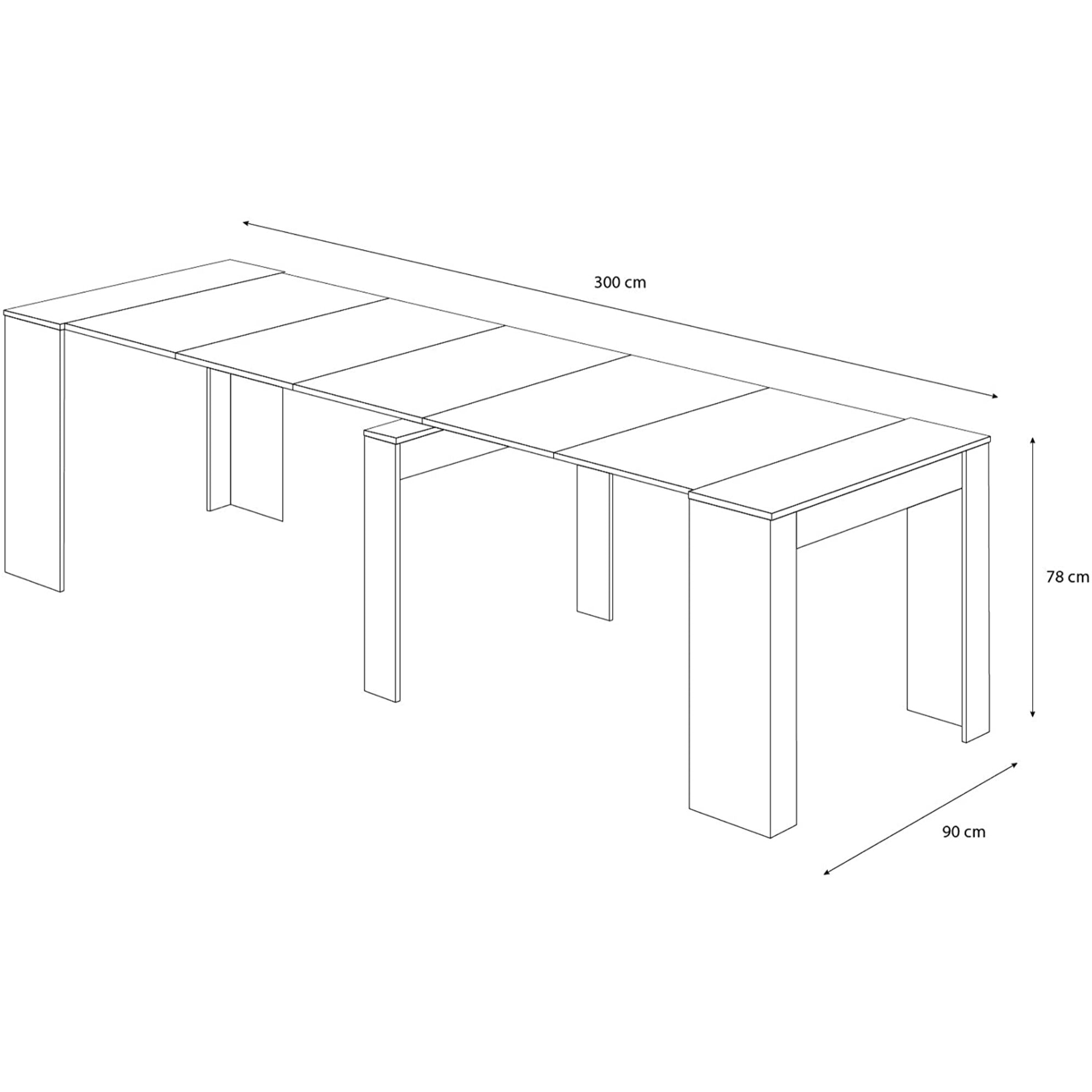 Tavolo Consolle Allungabile Oslo Plus Fino A 3 Metri Tavolo 14 Posti Salvaspazio Multiposizione Design Moderno Elegante 78x51x90 cm Bianco frassino