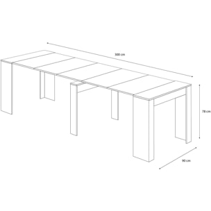 Tavolo Consolle Allungabile Oslo Plus Fino A 3 Metri Tavolo 14 Posti Salvaspazio Multiposizione Design Moderno Elegante 78x51x90 cm Bianco frassino