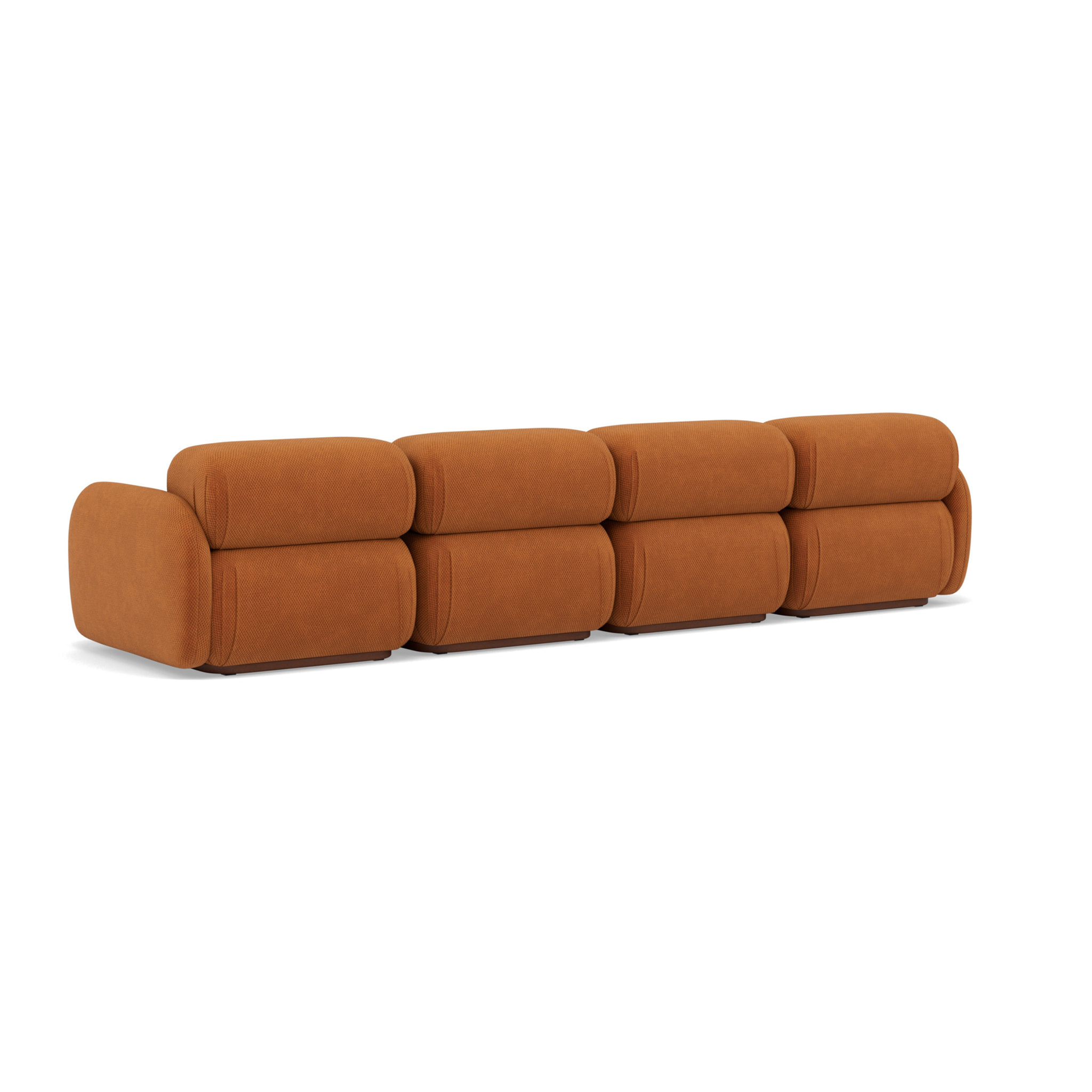 Penelope - canapé droit modulable 4 places en velours texturé - Terracotta