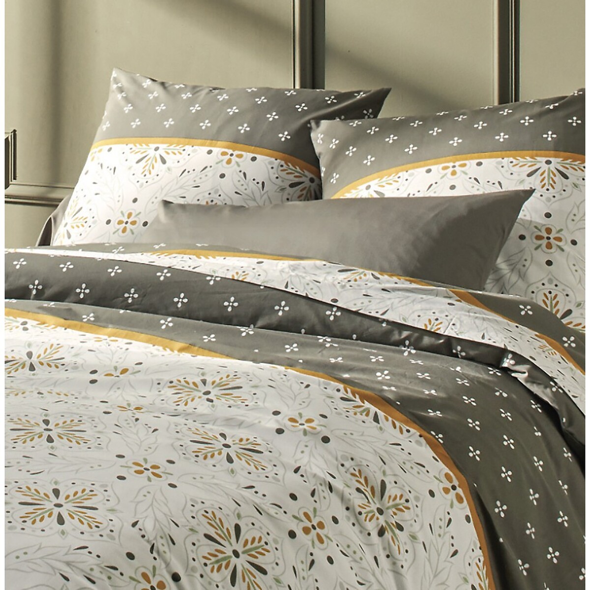 Parure Housse De Couette 3pcs Coton Percale Tily Havane