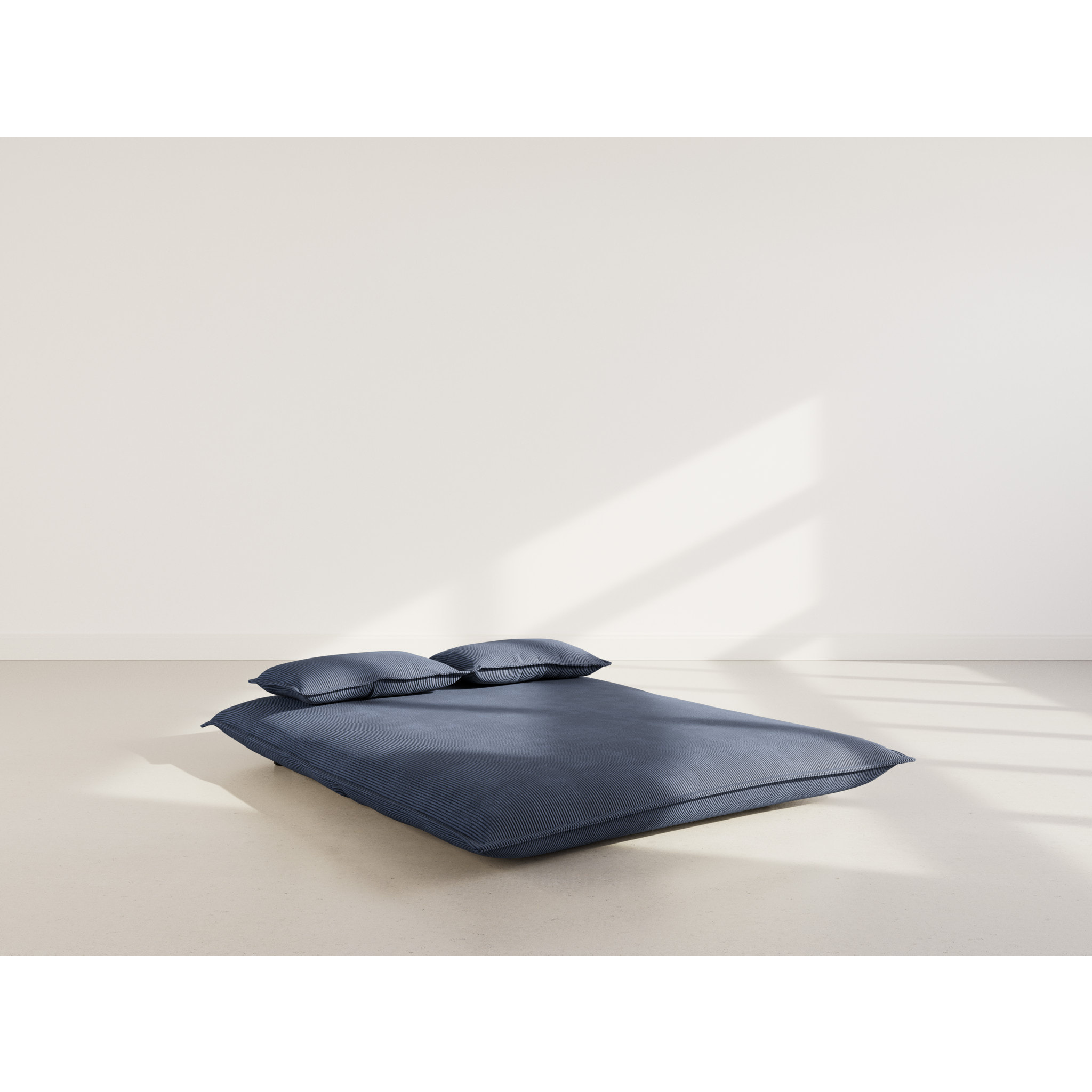 Candice - Banquette 2 places convertible clic-clac en velours côtelé - Bleu nuit