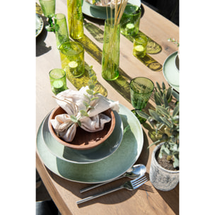 J-Line assiette Profonde Eclaboussures - porcelaine - menthe - 4 pcs